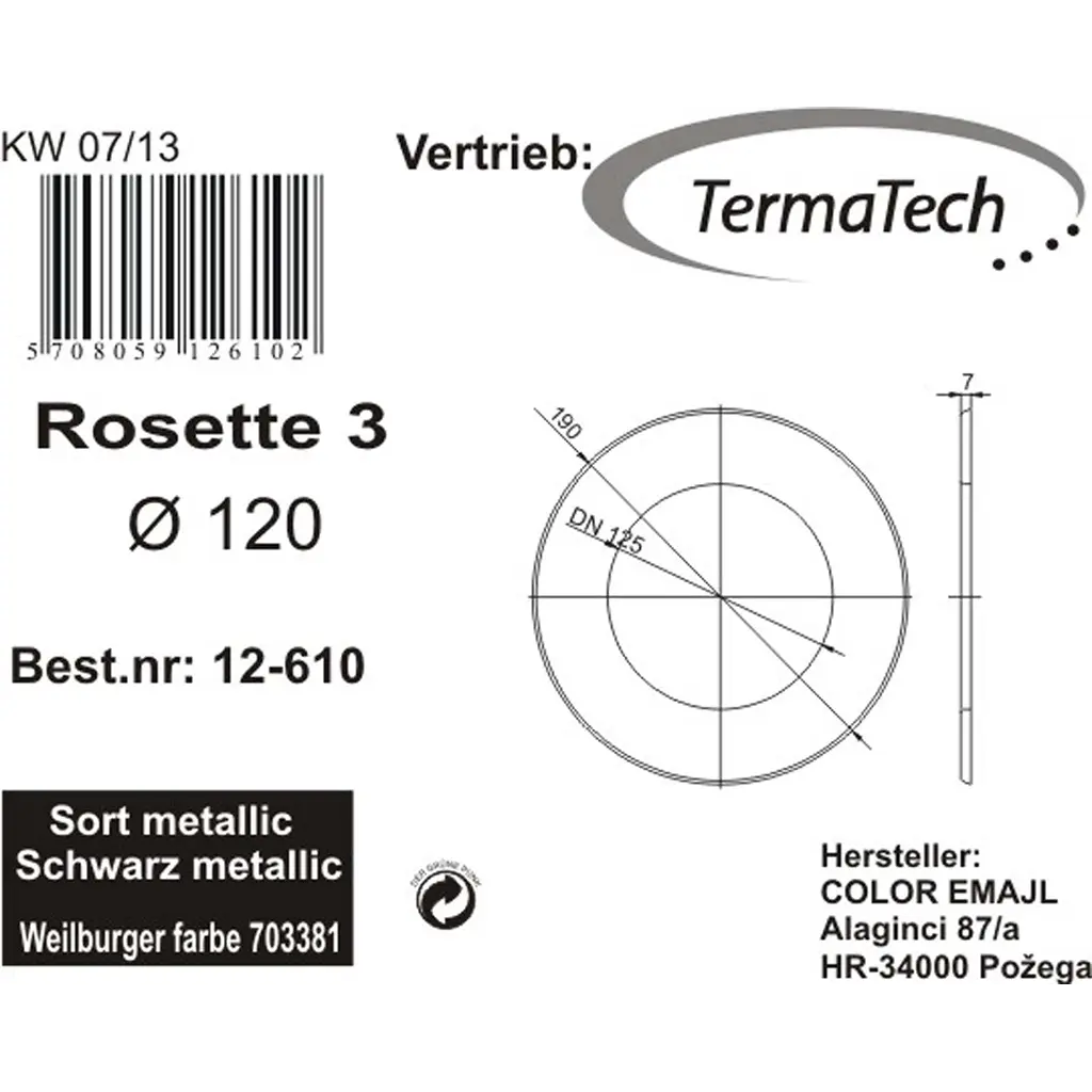 Rosette Ø120 mm, 32 mm Kant