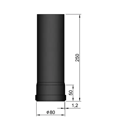 Lige Røgrør Ø80 mm, forskellige længder
