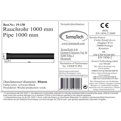 Lige Røgrør Ø80 mm, forskellige længder