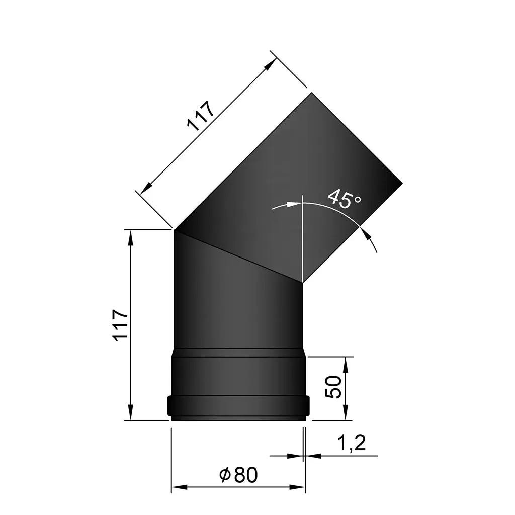 Bøjning 45° Ø80 mm