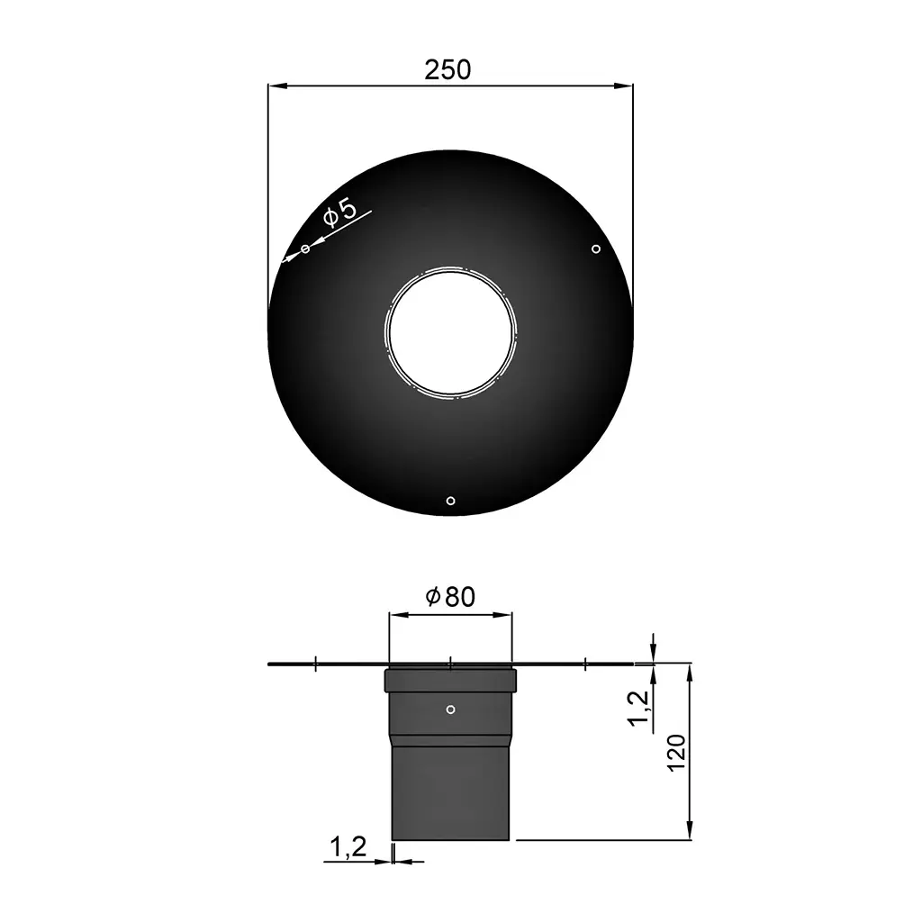 Rosette m. Bøsning Unico, Ø85mm Kant