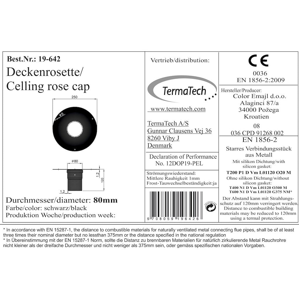 Rosette m. Bøsning Unico, Ø85mm Kant