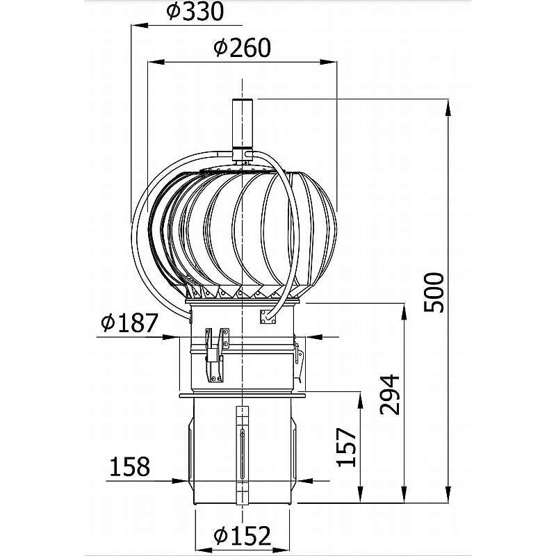 Turbowent Rotor til Ø150mm stålskorsten m. eksterne lejer