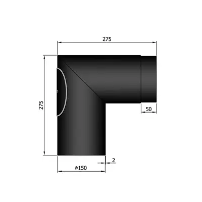 Bøjning m. Renselem/Dør Knærør 90° Ø150mm